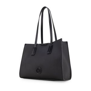 Bolsa Satchel Mediana Con Herraje Color Negro