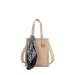 Bolsa Tote Chico Con Mascada Color Beige