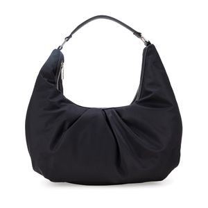 Bolsa Hobo Mediana Con Herraje Color Negro