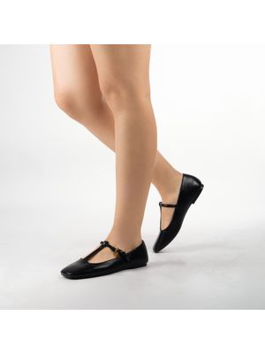 Balerina Atemporal Con Diseño De Punta Cuadrada Color Negro