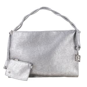 Bolsa Hobo Maxi Monedero Desprendible Color Plata