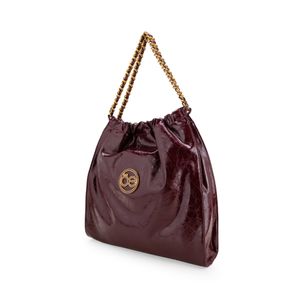 Bolsa Hobo Maxi Con Herraje De Monograma Color Tinto