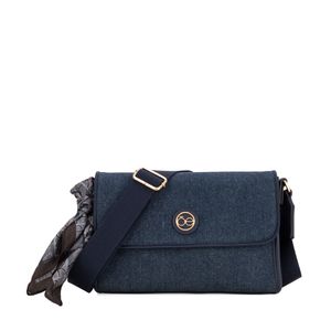 Bolsa Crossbody Chica Con Mascada Color Azul Marino