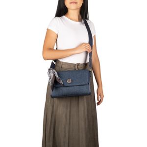 Bolsa Crossbody Chica Con Mascada Color Azul Marino