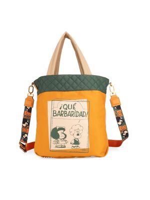 Bolsa Tote Maxi Diseño Icónico Oe X Mafalda Color Ocre Doble Función Pañalera