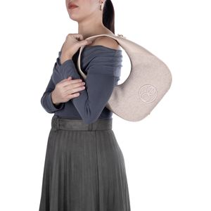 Bolsa Hobo Chica Con Bordado De Monograma Color Beige