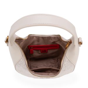 Bolsa Hobo Chica Con Bordado De Monograma Color Beige
