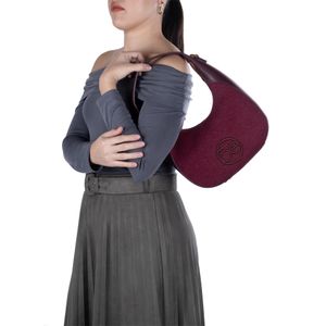 Bolsa Hobo Chica Con Bordado De Monograma Color Tinto