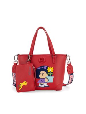 Bolsa Tote Mediana Oe X Mafalda Color Rojo