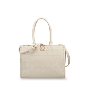 Bolsa Satchel Monograma Troquelado Color Beige