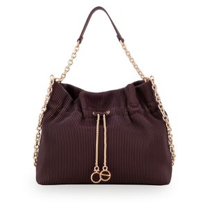 Bolsa Drawstring Grande Look Plisado Color Tinto