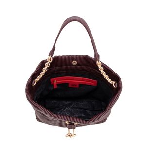 Bolsa Drawstring Grande Look Plisado Color Tinto