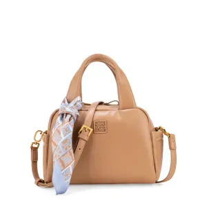 Bolsa Bowling Chica Con Mascada Multiusos Color Camel