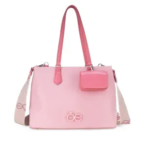 Bolsa Satchel Grande Con Monedero Desprendible Color Rosa