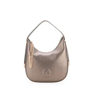 Bolsa Hobo Mediana Con Detalle De Cadena Color Inox