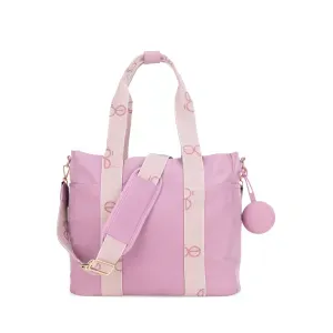 Pañalera Tote Nylon Con Accesorios Color Rosa