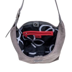 Bolsa Hobo Look Suede Grande Color Gris