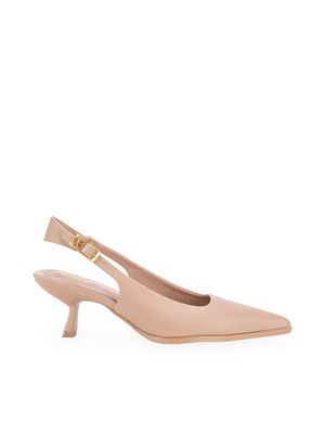 Zapatilla Puntal Destalonada Tacón Pequeño Color Nude
