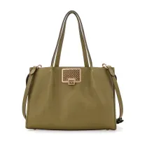 Bolsa Satchel Grande Con Herraje Color Verde